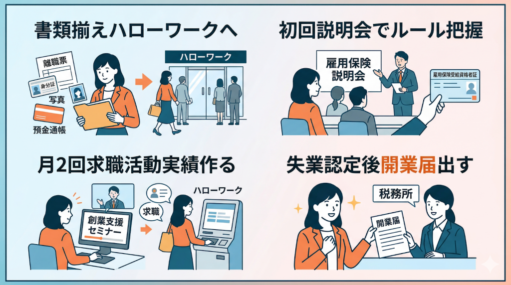 フリーランスが失業手当を受け取るための申請手順