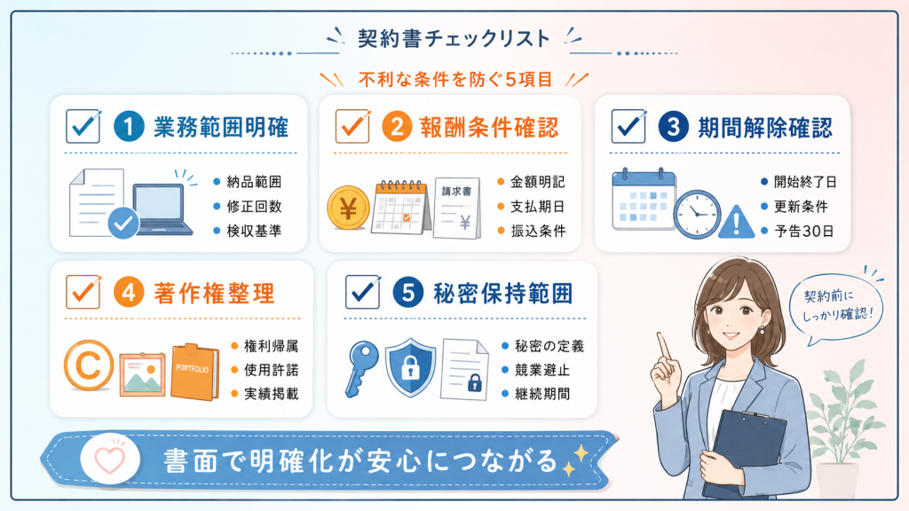 業務委託契約書で必ず確認すべき5つのポイント