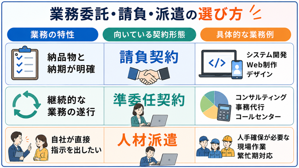 業務委託・請負・派遣の選び方