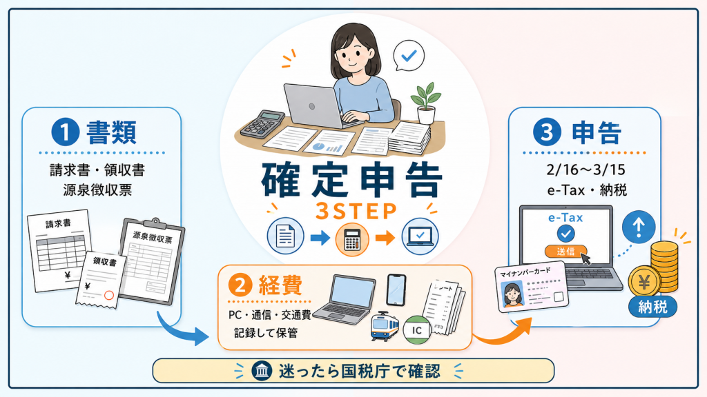 業務委託の確定申告3ステップ